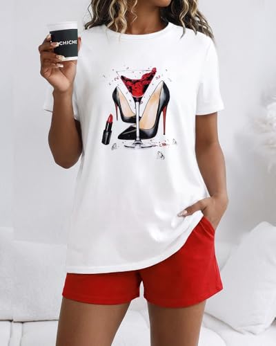 Image of CHICME Pajamas Set for Women 2 Piece Pjs Lounge Set Soft Short Sleeve Tops and Sleep Shorts with Pocket
