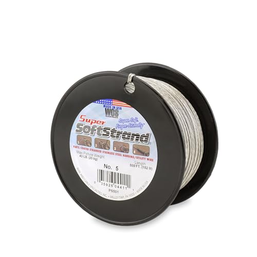 SuperSoftstrand 500-Feet Picture Wire Vinyl Coated Stranded Stainless Steel