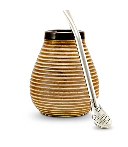 CAAMATE. YERBA MATE 차 세트 세라믹 MATE 머그 + 스테인리스 스틸 BOMBILLA 오리지널 마테 차를 즐겨보세요