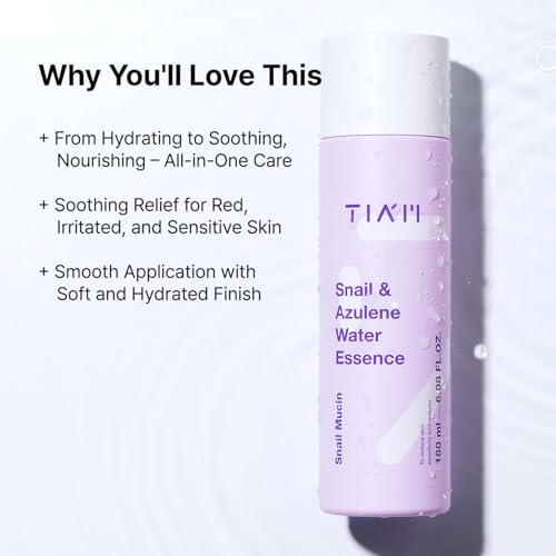 Image of TIAM Snail & Azulene Toner Essence 180ml, Korean Hydrating Face Toner with Snail Mucin for Sensitive, Dry, Damaged Skin, K-Beauty Skincare Moisturizer