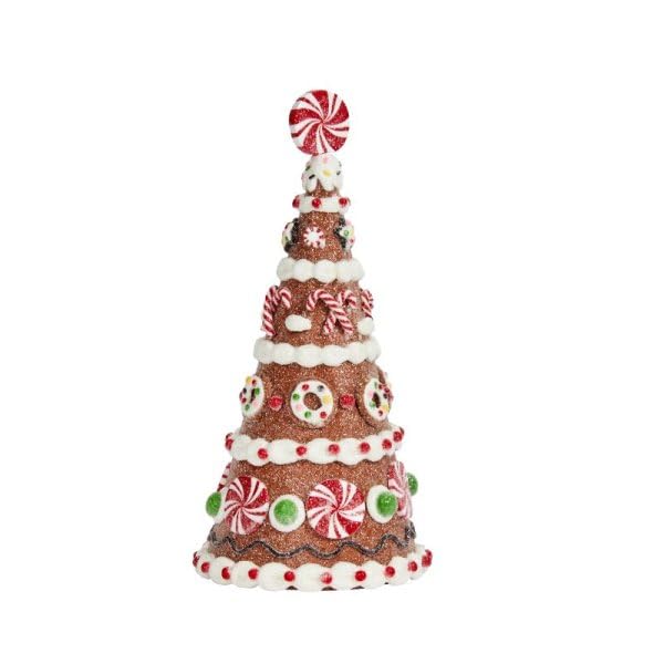 Gingerbread Candy Tree Handpainted 26cm Tall Fully Decorated Table Top Decoration, Multi - Image 2