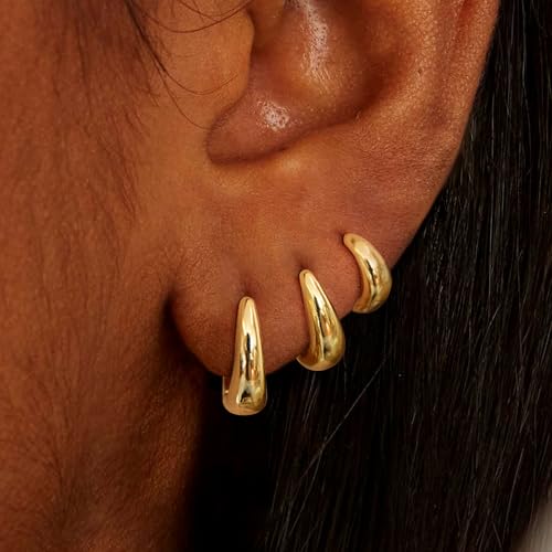 Hoop Earrings for Women 14K Gold Plated/Silver Hoops Simple Gold Knot Huggie Small Hoop Earrings Set Trendy Gold Hoops Everyday Wear Gold Earrings for Women Jewelry3