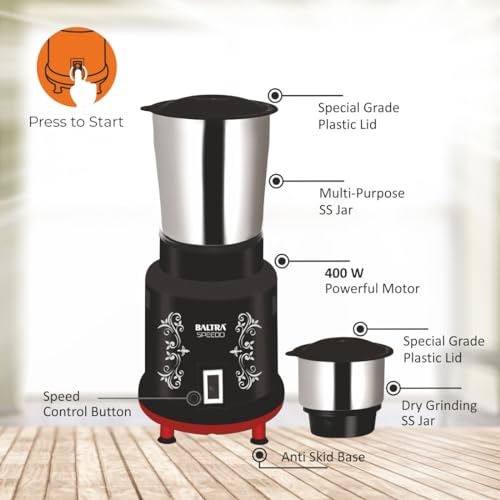 Image of Baltra Mixer Grinder Speedo (Black & Red) | Powerful Performance, Stylish Design