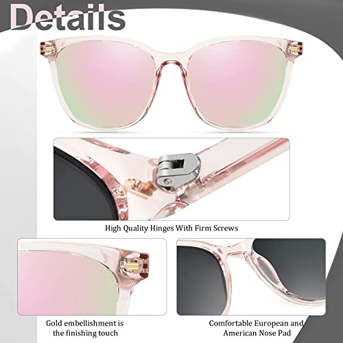 Myiaur Polarized Sunglasses for Women, Square Mirrored Trendy Shades with UV Protection Reduce Glare Sun Glasses4