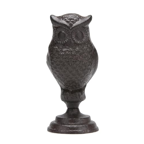 Estatua de Búho de Hierro Fundido con Base