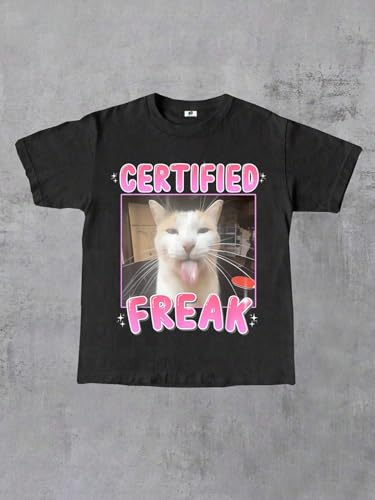 Image of SXV STYLE 'Certified Freak ' Printed Cool Aesthetic Oversized Baggy T-Shirt