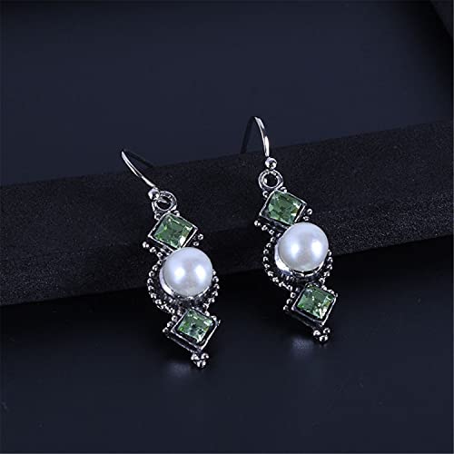 ANDPAI Unique Bohemian Lightweight Vintage Retro Silver Green Crystal Bar Dangle Drop Earrings For Women Girls Hypoallergenic Statement Jewelry Gifts3