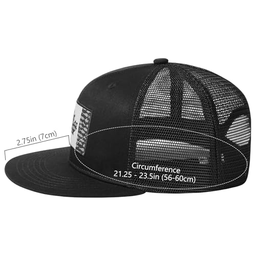 Image of BASSDASH Flat Brim Trucker Cap Adjustable Snapback Hat Mesh Back for Men Women