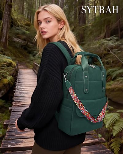 Mochila de cuero para laptop 15.6 pulgadas mujer SYTRAH miniatura 3