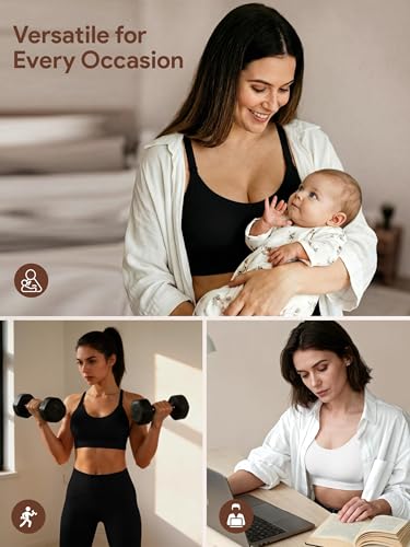 Image of Angelhood Nursing Bras for Breastfeeding, Criss-Cross Back Nursing Sports Bra, Low Impac Support Yoga Maternity Bras