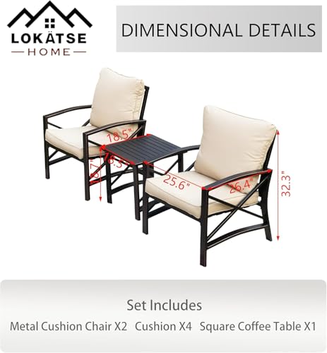 Image of LOKATSE Home Patio Outdoor Rocking Chair Bistro Sets with Coffee Table, Patio Chair