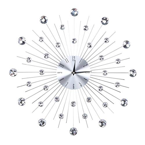 AUNMAS Horloge Murale cr¨¦ative ¨¦tincelant Argent m¨¦tallique Strass Bling Bling ¨¦tincelant pour Salon d¨¦coration de Bureau(1)