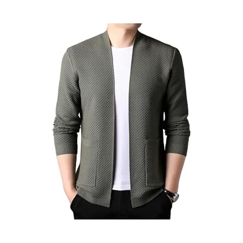 Men Slim Fit Knitted Cardigan Solid Casual Korean Sweatercoats Outerwear