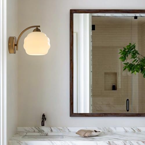 Image of White and Gold Bathroom Vanity Light Brass Wall Sconce Modern Globe Wall Sconce Mid Century Vanity Light Bedroom Wall Lamp Hallway Stairwell Wall Light Fixtures