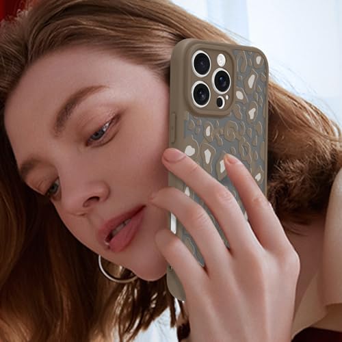 Image of KANGHAR Case for iPhone 16 Pro Max Brown Leopard Printed Pattern | Compatible with Magsafe Cute Cheetah Protective Magnetic Case for Girls Women 6.9 inch