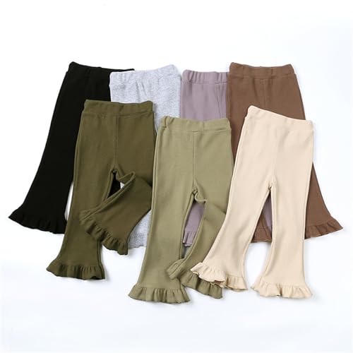 Girls Solid Color Slimming Flare Pants Toddler Girl Elastic Waist Ruffles Hem Bell Trousers Little Girls Sweatpants4