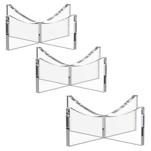 UoYeet Ultra-Clear Acrylic Sports Ball Display Stand (3-Pack) Thick Shatterproof Holder for Softball Baseball Golf Ball & Memorabilia Small Size 1.97 x 1.1 inch