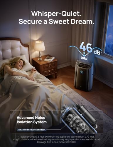 Image of DREO Portable Air Conditioner 515S, 12000 BTU ASHRAE (8000 BTU DOE) Smart AC Unit for Bedroom with Drainage-free Cooling, Fan&Dehumidifier 3 in 1, APP /Voice /Remote, Quiet Standing AC for Room Indoors