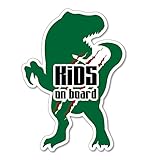 SignStore 恐竜のシルエットステッカー Baby on board 約14.5cm×10cm おしゃれ オリジナル シール かわいい ステッカー 車 日本製 防水 car_character_07_Kids (緑)