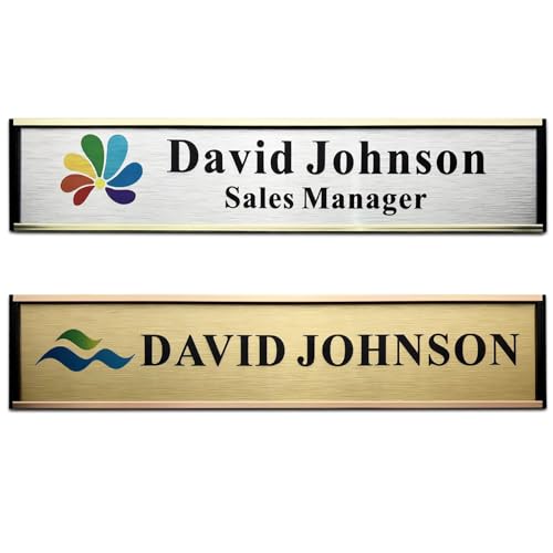 SINKAA Personalized Name Plate for Door or Wall, 2 * 10 inch Custom Office Aluminum Door or Wall Name Plates with Logo Image or Texts, Office Appreciation Gifts for Coworkers Boss Teacher, Employee