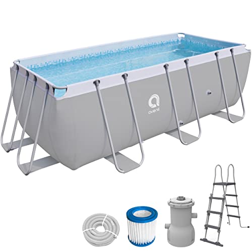 AVENLI Suelo Piscina Rectangular con Estructura, 2343 Liters, Gris, 400 x 207 x 122 cm