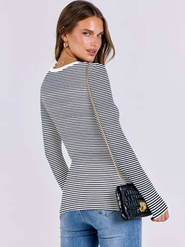 Image of ANRABESS Women Long Sleeve Shirts Rib Knit Slim Fit Tops Basic Tee Spring Outfits Casual T-Shirt Underscrubs Layer Clothes