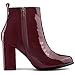 Allegra K Women's Round Toe Zipper Chunky Heels Burgundy Ankle Boots 9 M US