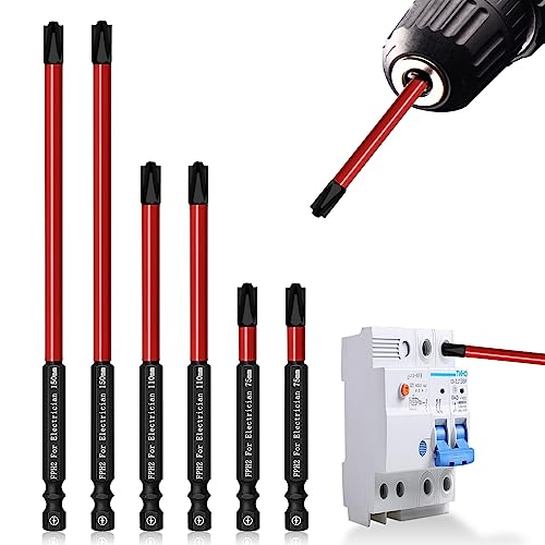 Phillips Slotted Bits for Electricians, LATTOOK 6PCS Electrician Bit Set Electricians Screwdriver Bit Combination Bits for Circuit Breakers Air Switch, FPH2#2 Phillips Bit, S2 Steel