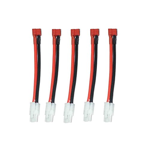 LinsyRC 5個Deans Tプラグメスコネクタはタミヤオスコネクタ有線アダプターに変換 5CM 14AWGシリコンワイヤー変換コード付き