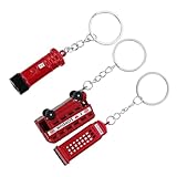 MUELODSIC 3 piezas Llaveros Souvenirs Londres con Autobús Británico Buzón y Cabina Colgantes Metálicos para Recuerdos de Viaje y Amigos Coleccionistas