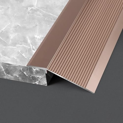 Perfil Angular Embellecedor suelo 4 pulgadas de ancho Rampas de umbral de tira de transición de piso para puertas, molduras de bordes de pisos, Madera a vinilo, Aluminio Metálico(Gold b,130cm/51.2in/4