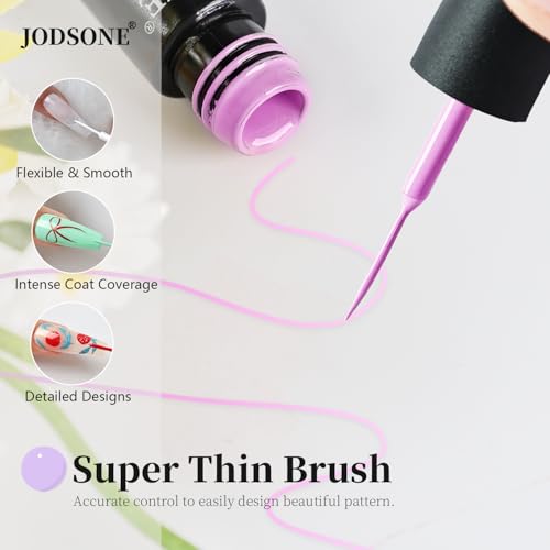 Image of JODSONE Gel Polish Nail Art Gel Liner Set 20 Colors Red Pink Blue Purple with Thin Brush Need U V Lamp Cured Gift for Girls at Home Salon Design