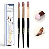 AIRSEE 3Pcs Acrylic Nail Brush Set, Size 8/10/14 Professional Manicure Brushes for Acrylic Powder Nail Art Extension, 3D Carving for DIY Salon Home, 3A+ Nylon, Black