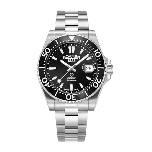 Watch Case Size: 42 Roamer - Date watch Premier - Quartz movimento dell\'orologio - Larghezza della cassa: 42 mm - Acciaio inossidabile - Black - 20 ATM