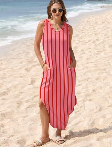 Image of Sampeel Summer Dresses Maxi Dress Vacation Beach Sundresses 2025 with Pockets