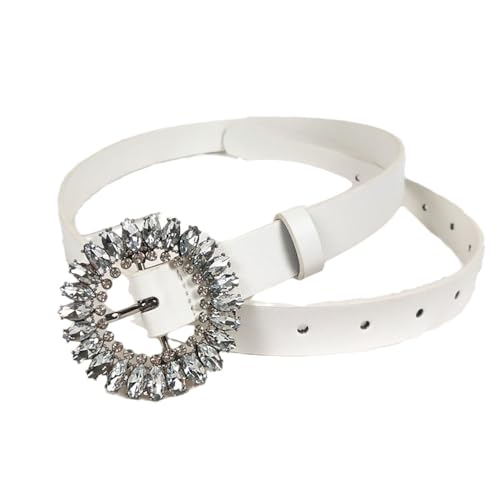 YOU&M Women's Crystal Buckle PU Leather/Plastic Transparent Waist Belt for Jeans Dress