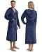 Twinzen Damen & Herren Kuschelfleece Morgenmantel mit Kapuze M - Dunkelblau - Weich, Warm & Bequem - Öko-Tex Standard 100 zertifiziert