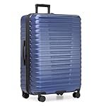 U.S. Traveler Boren Expandable Hardside Rugged Travel Luggage with 8 Spinner Wheels, Navy, Checked-Large 30-Inch