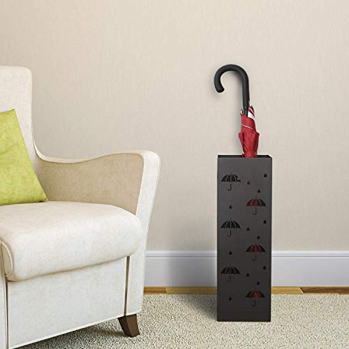 Image of INDIAN DECOR 509712 Umbrella Stand and Rack for Canes, Walking Sticks - Free Standing Indoor Holder for Home, Office - Stylish, 100% Metal, Rustproof, Black