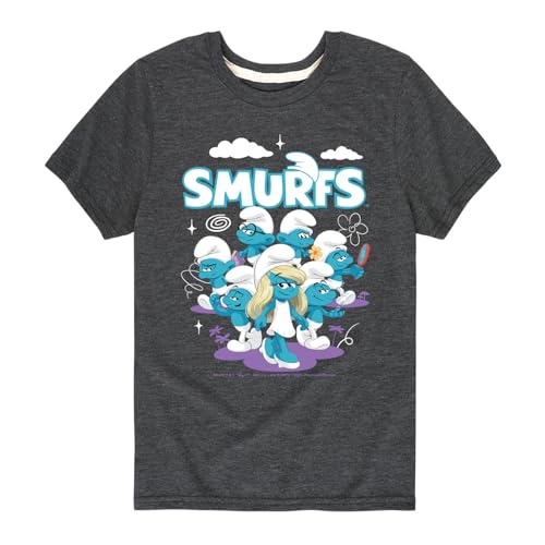 HYBRID APPAREL Smurfs - Group Logo - Kids Youth Short Sleeve Tee