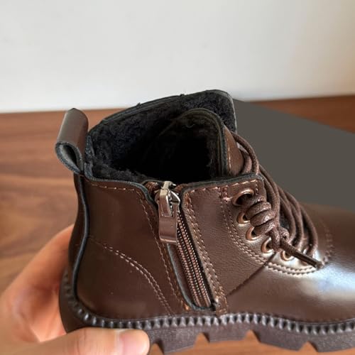 IWIHMIV Girls Boys Ankle Boots with Side Zipper Riding Short Boots Flat Bottom Non Slip High Top Lace Up Shoes2
