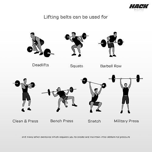 Hack Athletics Premium 13MM Weight Lifting Lever Belt -Power Lifting Belt for Men & Women for Lower Back Support, Multipurpose Gym Workouts Deadlifts Squats Powerlifting - 4 Inch Wide (S)