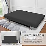 Easy-Going Stretch Futon Slipcover Armless Futon Bed Cover Furniture Protector Without Armrests with Elastic Bottom for Kids, Soft Jacquard Fabric Small Checks (Large, Dark Gray) - Image 4