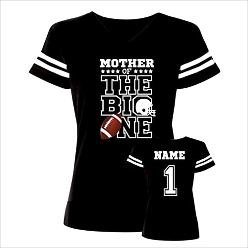 Baby Personalized the big one down football theme jersey bodysuit t-shirt, first birthday outfit add matching mom dad option3