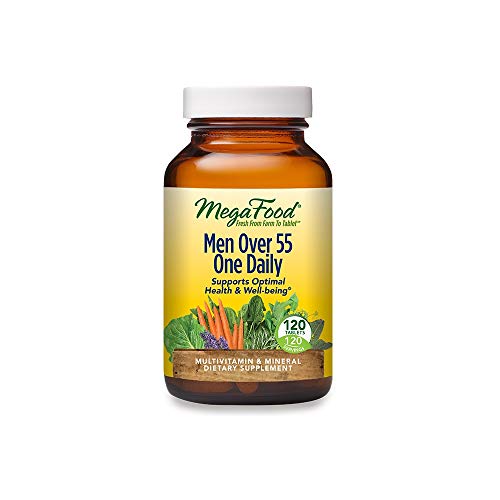 MegaFood Men's 55+ One Daily - Multivitamin for Men with B12, C & D Vitamins, Zinc & Selenium - Non-GMO, Gluten-Free, Vegetarian & Made without Dairy and Soy - 120 Tabs