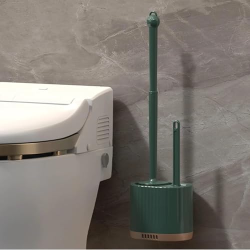 Image of HomeCloud Wall Mounted Silicone Toilet Brush | Soft Bristle Bathroom Cleaning Brush with Holder | Modern Japanese Design | Quick-Drying & Hygienic (Dark Green)