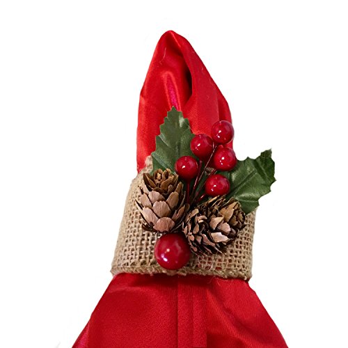 Set Of 6-Christmas Napkin Ring-Burlap Christmas Napkin Holders With Pinecone And Berries #TOP3