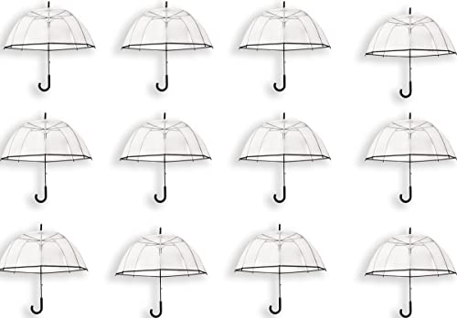Parapluie dôme transparent noir de prestige pour cortège et réception élégante