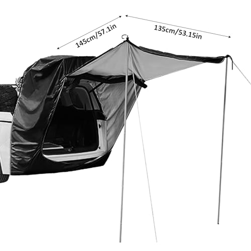 Car Tailgate Awning - SUV Hatch Shelter, Rear Tent Shade | Rainproof Oxford Cloth Cover, Camping Sunshade with Storage Bag, Portable Tent for Travel Outdoor Adventure Setup - Thumbnail 7