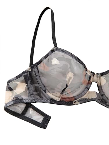 Image of Lilosy Sexy Mesh Sheer Underwire Push Up Lingerie Set Lingerie Set